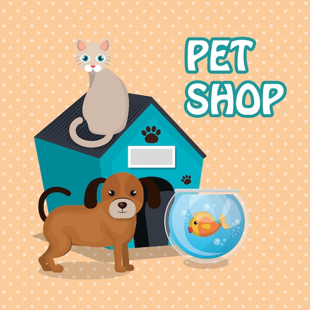 Cute mascots and pet shop icons | Free Vector