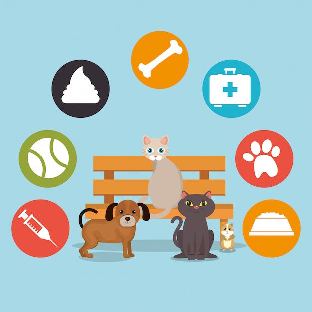 Cute mascots and pet shop icons Vector | Free Download