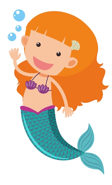 Premium Vector | Cute mermaid waving hand