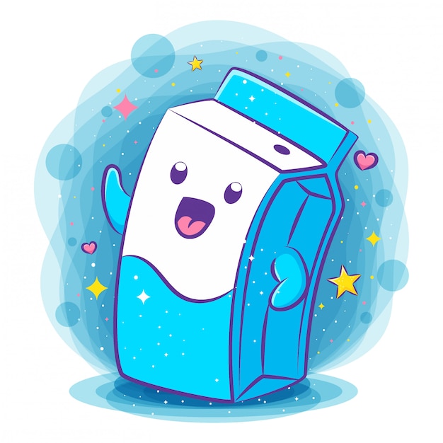 Premium Vector Cute Milk Box Kawaii Character