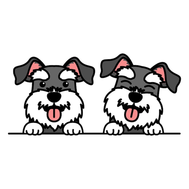 かわいいミニチュアシュナウザー犬の漫画 ベクトルイラスト プレミアムベクター
