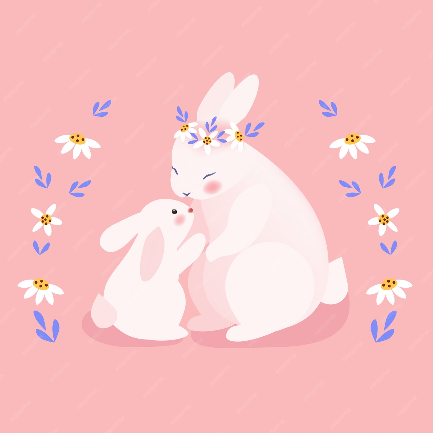 Premium Vector Cute mommy and baby bunny