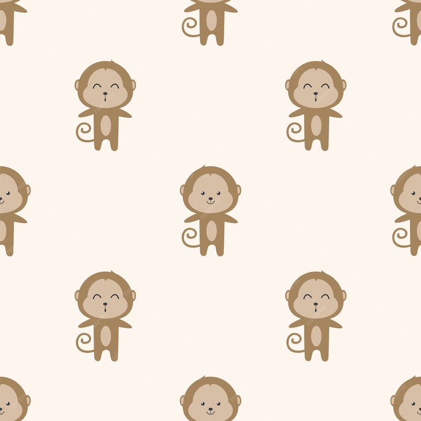 Premium Vector | Cute monkey cartoon seamless pattern