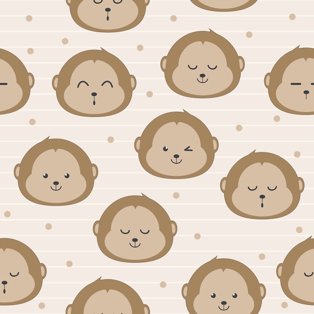 monkey face cartoon seamless pattern