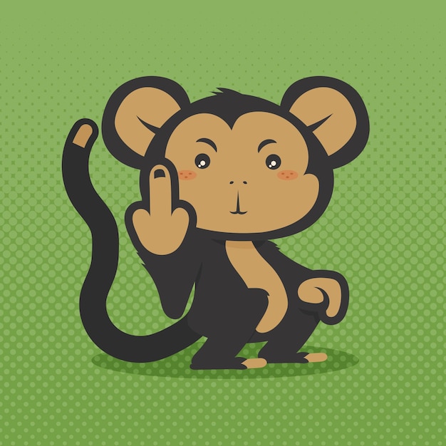 Free Vector Cute Monkey Showing The Fuck You Symbol