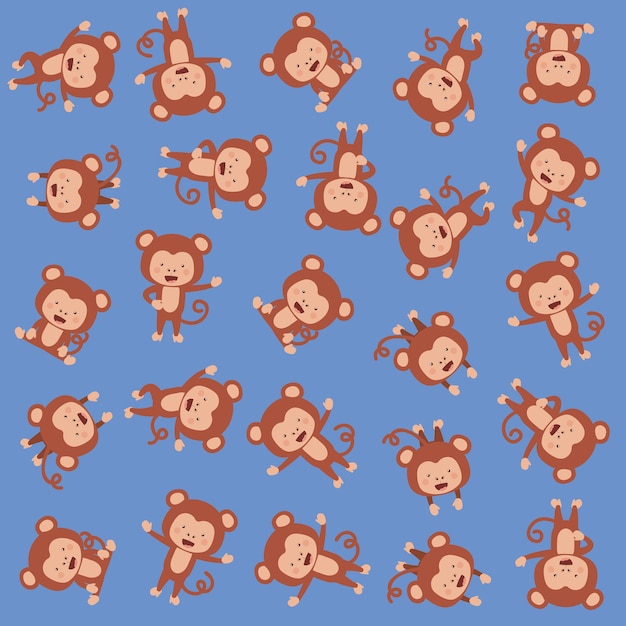 Premium Vector | Cute monkeys pattern background