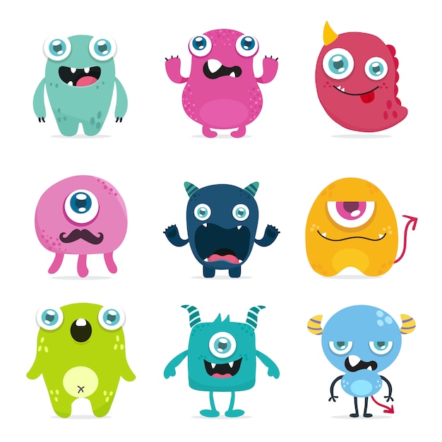 Cute monster set | Premium Vector