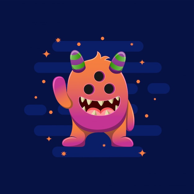 かわいいモンスターイラスト プレミアムベクター