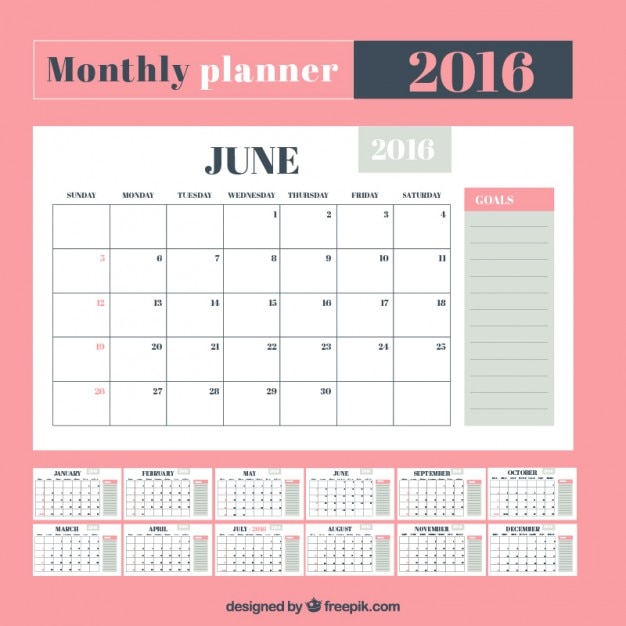 Cute monthly planner Vector Free Download