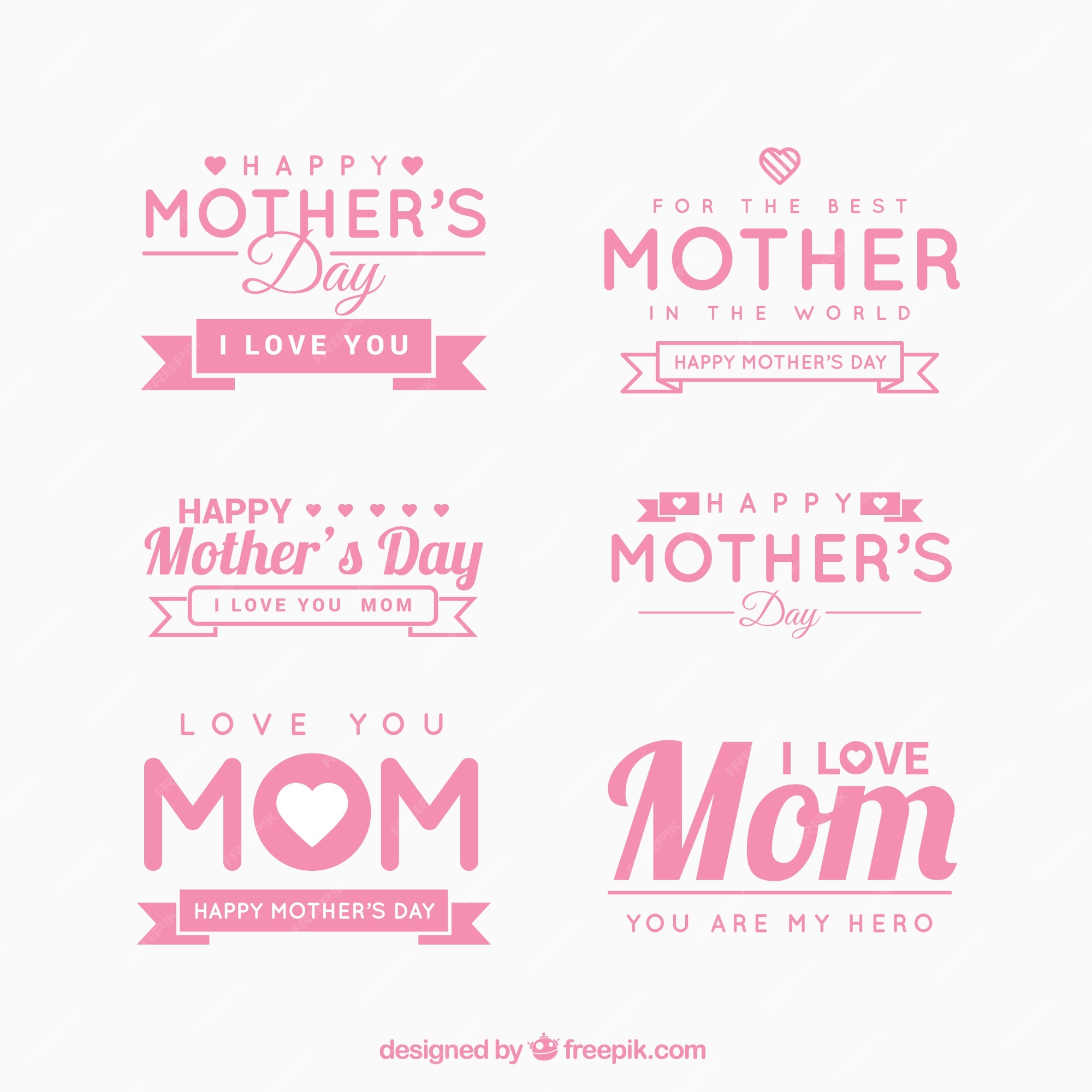 Premium Vector | Cute mother's day stickers