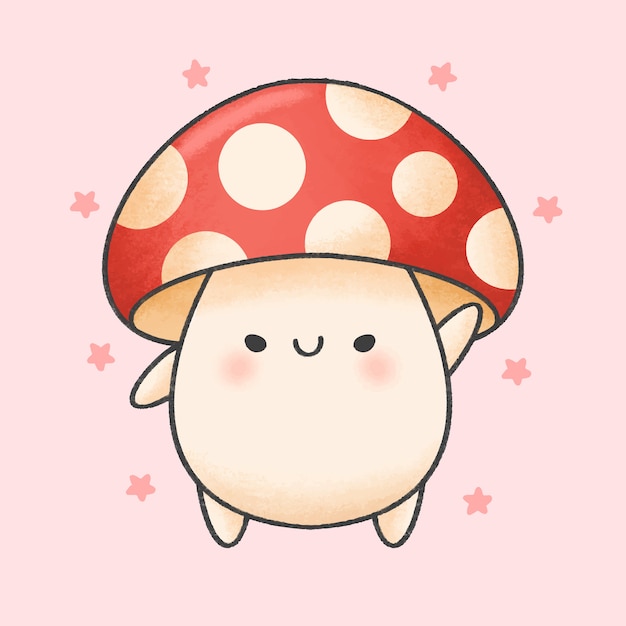 Cute mushroom cartoon hand drawn style | Premium Vector