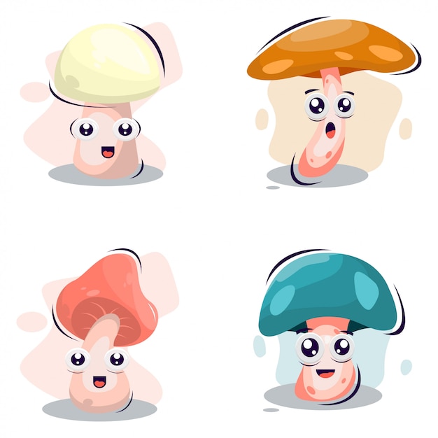 Premium Vector | Cute mushroom mascot cartoon