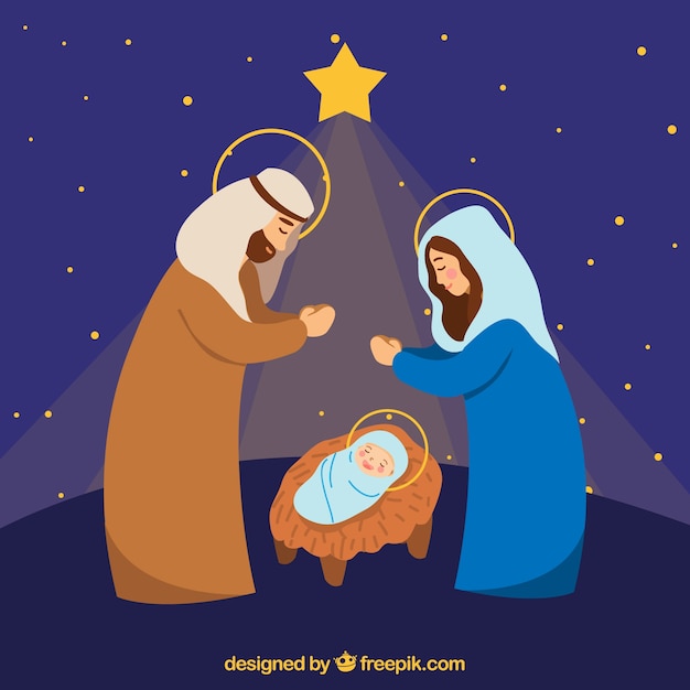 Free Vector | Cute nativity scene