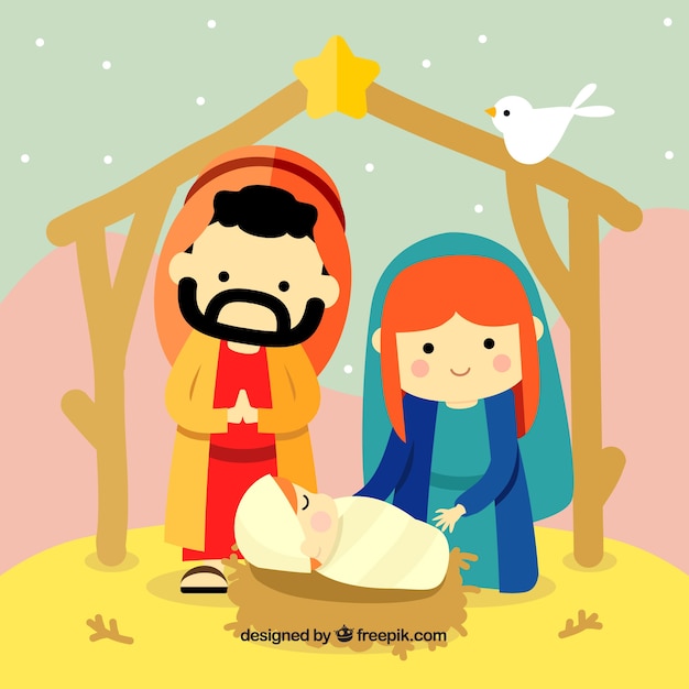 Cute nativity scene Vector | Free Download