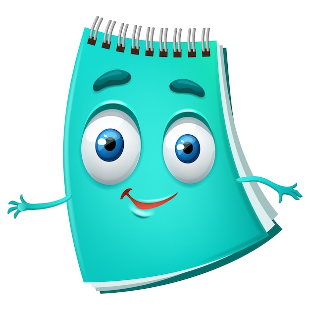 Free Vector | Cute notebook cartoon funny turquoise diary