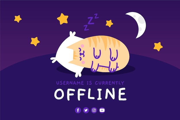 Cute offline twitch banner | Free Vector