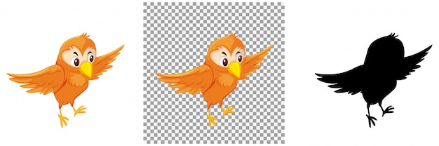 かわいいオレンジ色の鳥の漫画のキャラクター プレミアムベクター