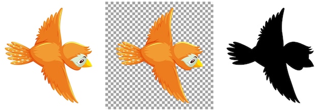 かわいいオレンジ色の鳥の漫画のキャラクター プレミアムベクター