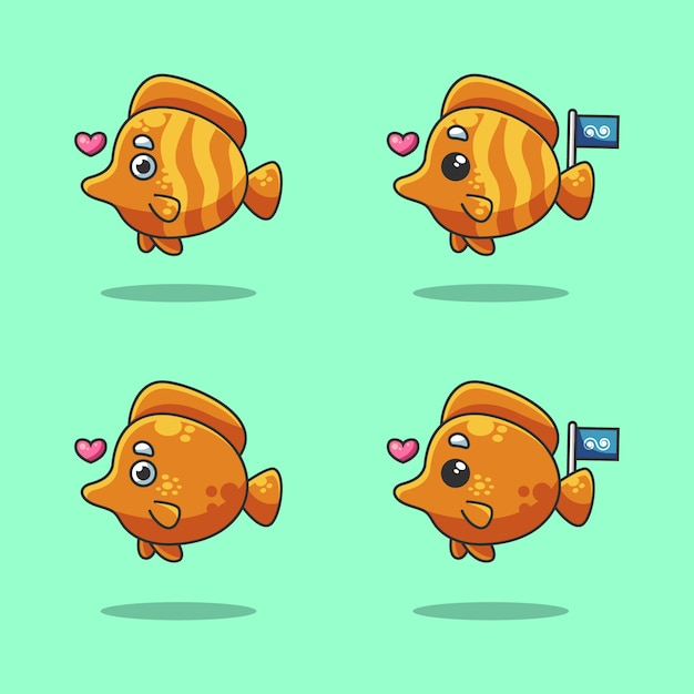 プレミアムベクター 世界の海の日を祝う海でかわいいオレンジ色のニモ魚漫画