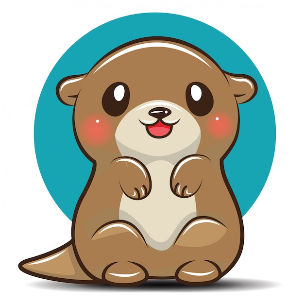 Cute otter cartoon, animal cartoon concept. Premium Vector