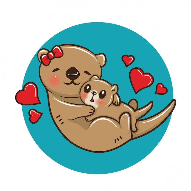 Cute otter cartoon, animal cartoon concept. Vector | Premium Download