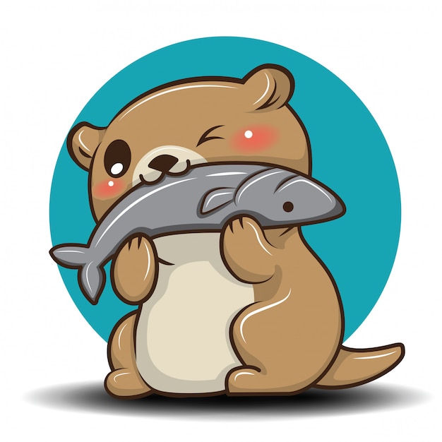 Cute otter cartoon., animal cartoon concept. Vector | Premium Download