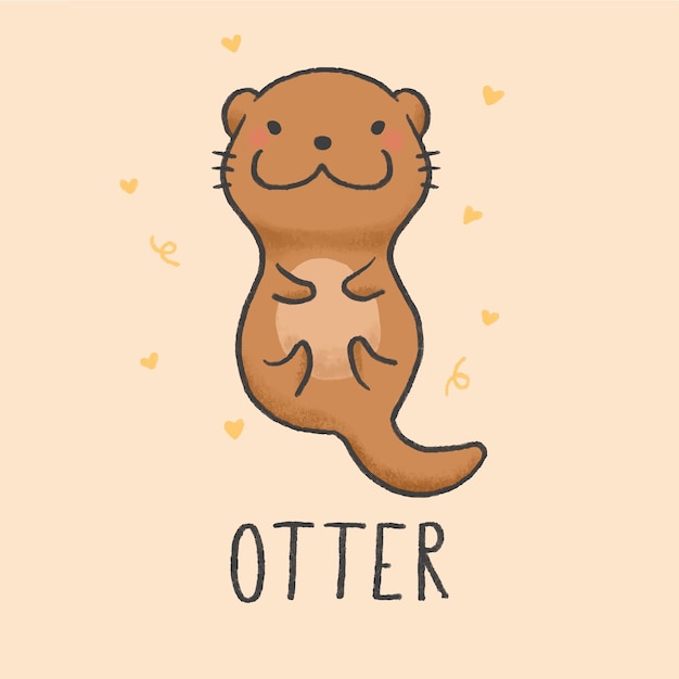 Premium Vector Cute otter cartoon hand drawn style