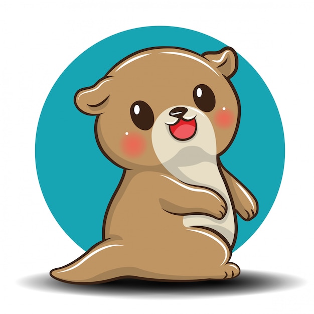 Cute otter cartoon | Premium Vector