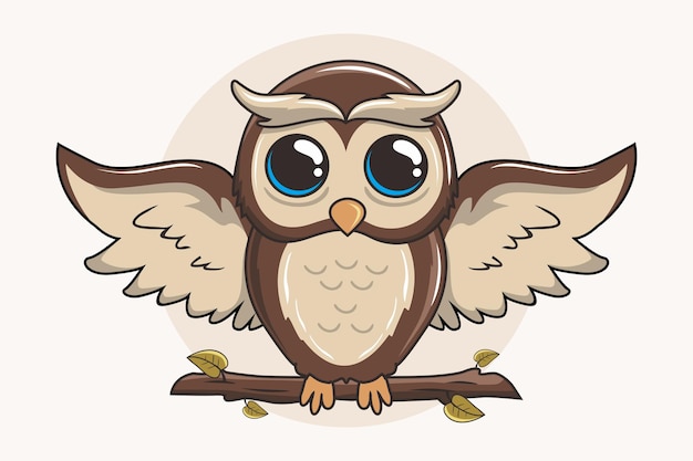 Premium Vector Cute Owl Cartoon Bird Open Wings 4302