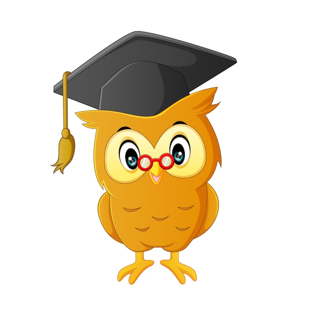 Download Cute owl cartoon at graduation Vector | Premium Download