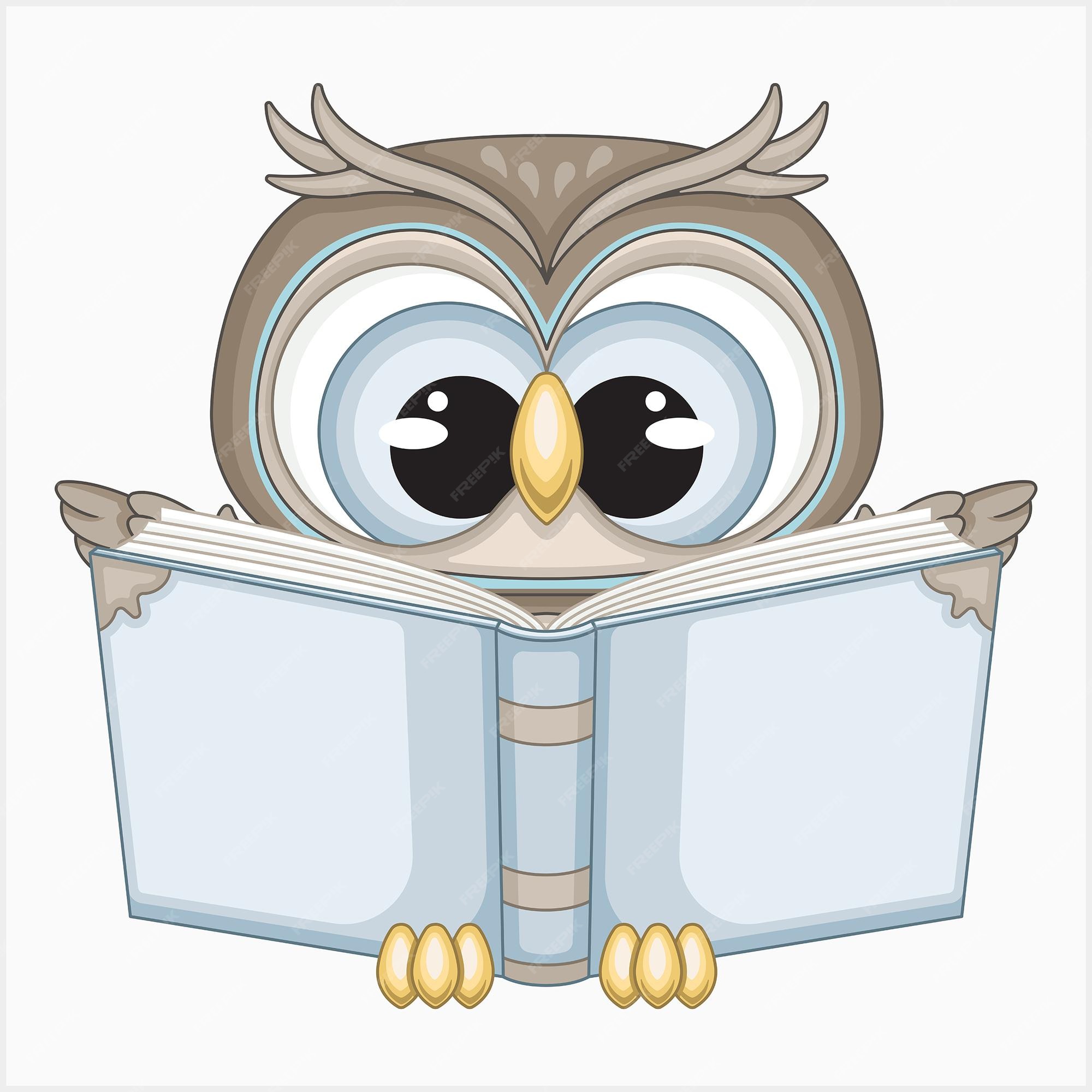 Premium Vector | Cute owl reading a book vector illustration