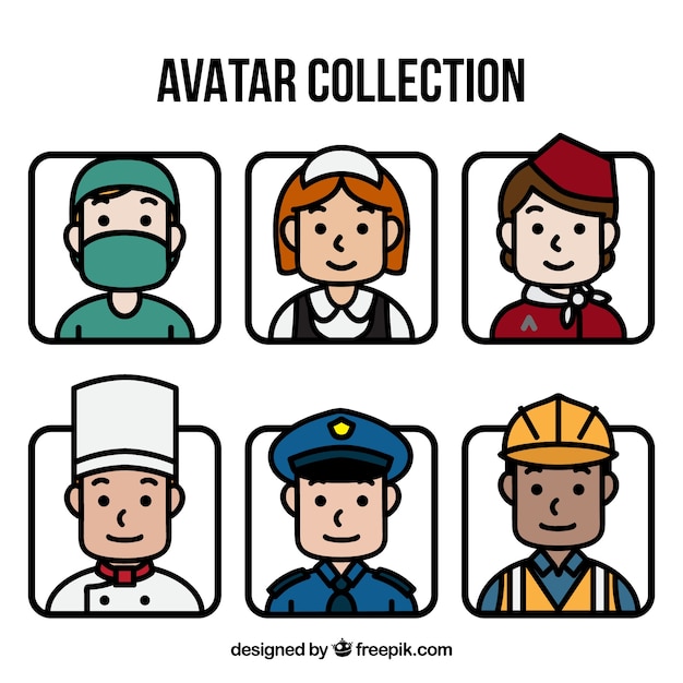 Cute pack of avatars with different\
professions
