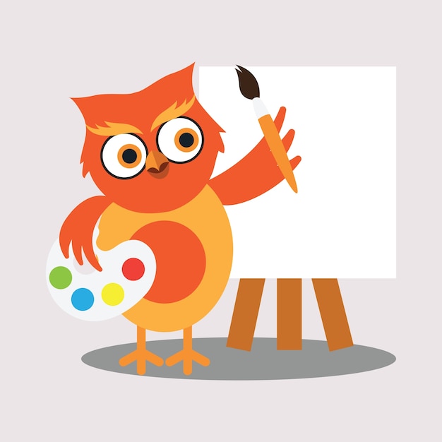 Download Free Vector | Cute painter of owl cartoon character