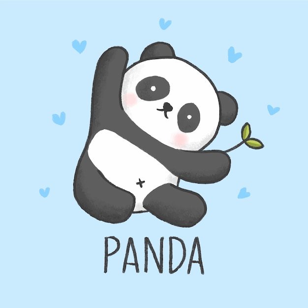 Cute panda cartoon hand drawn style | Premium Vector