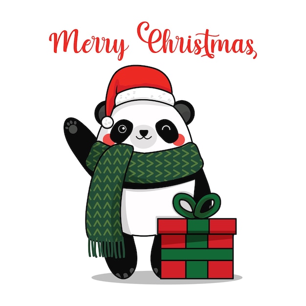 Premium Vector | Cute panda celebrating christmas