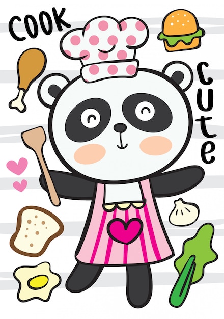 Premium Vector Cute Panda Chef Cartoon 