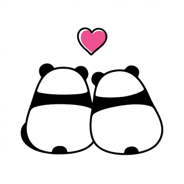 Cute panda couple in love | Premium Vector