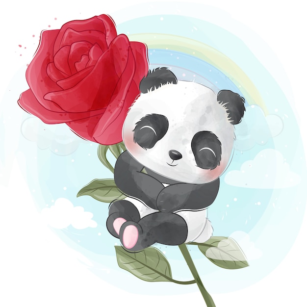 panda bear made of roses