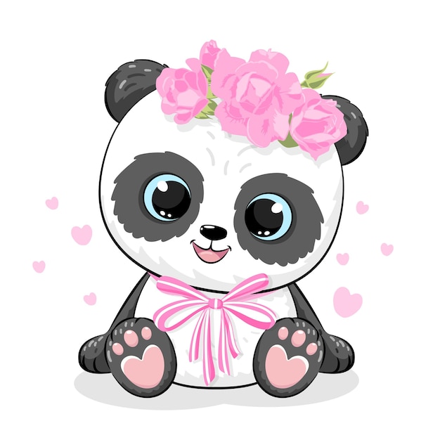 Premium Vector | Cute panda girl is sitting. vector illustration of a ...