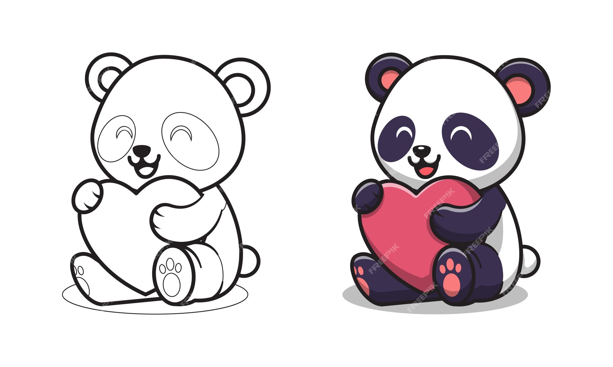 Раскраска Панда с сердечком