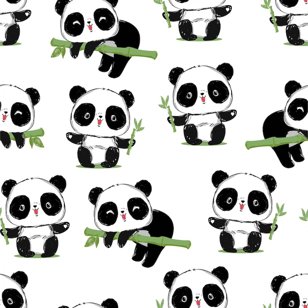 Premium Vector Cute panda . panda baby seamless. pattern. fabric design.