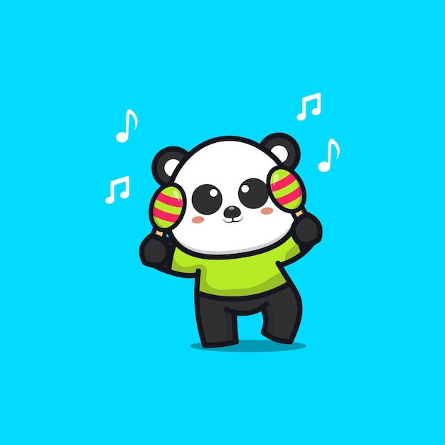 Premium Vector | Cute panda play music instrument