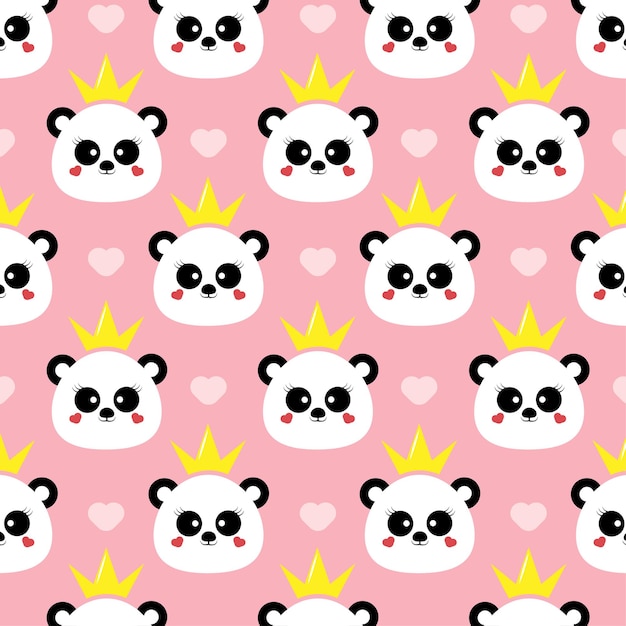 Premium Vector Cute Panda Princess Seamless Pattern