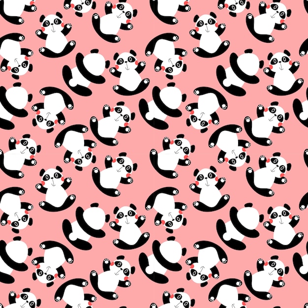 Premium Vector Cute Panda Seamless Pattern 