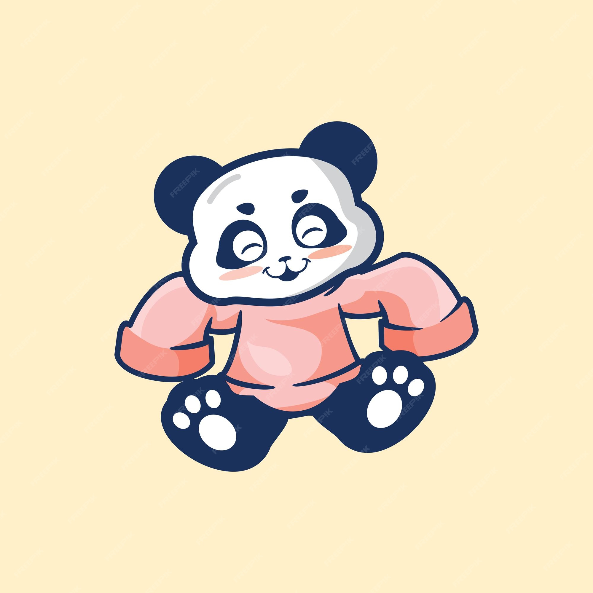 Premium Vector | Cute panda wearing oversized sweater cartoon mascot vector