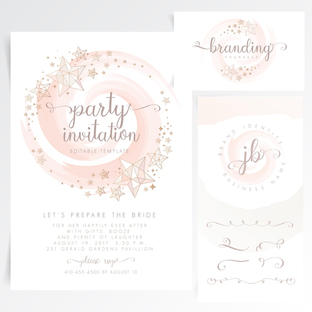 Cute party invitation card Premium Vector