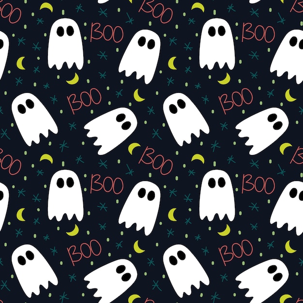 Premium Vector Cute pattern of halloween with ghost