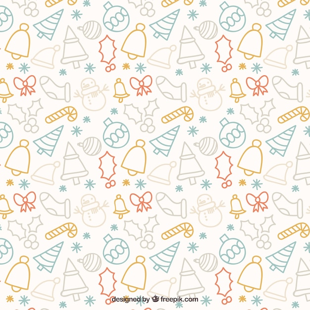 Cute pattern with christmas hand drawn\
elements