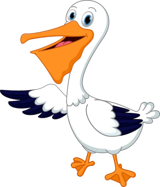 Premium Vector | Cute pelican cartoon waving hand