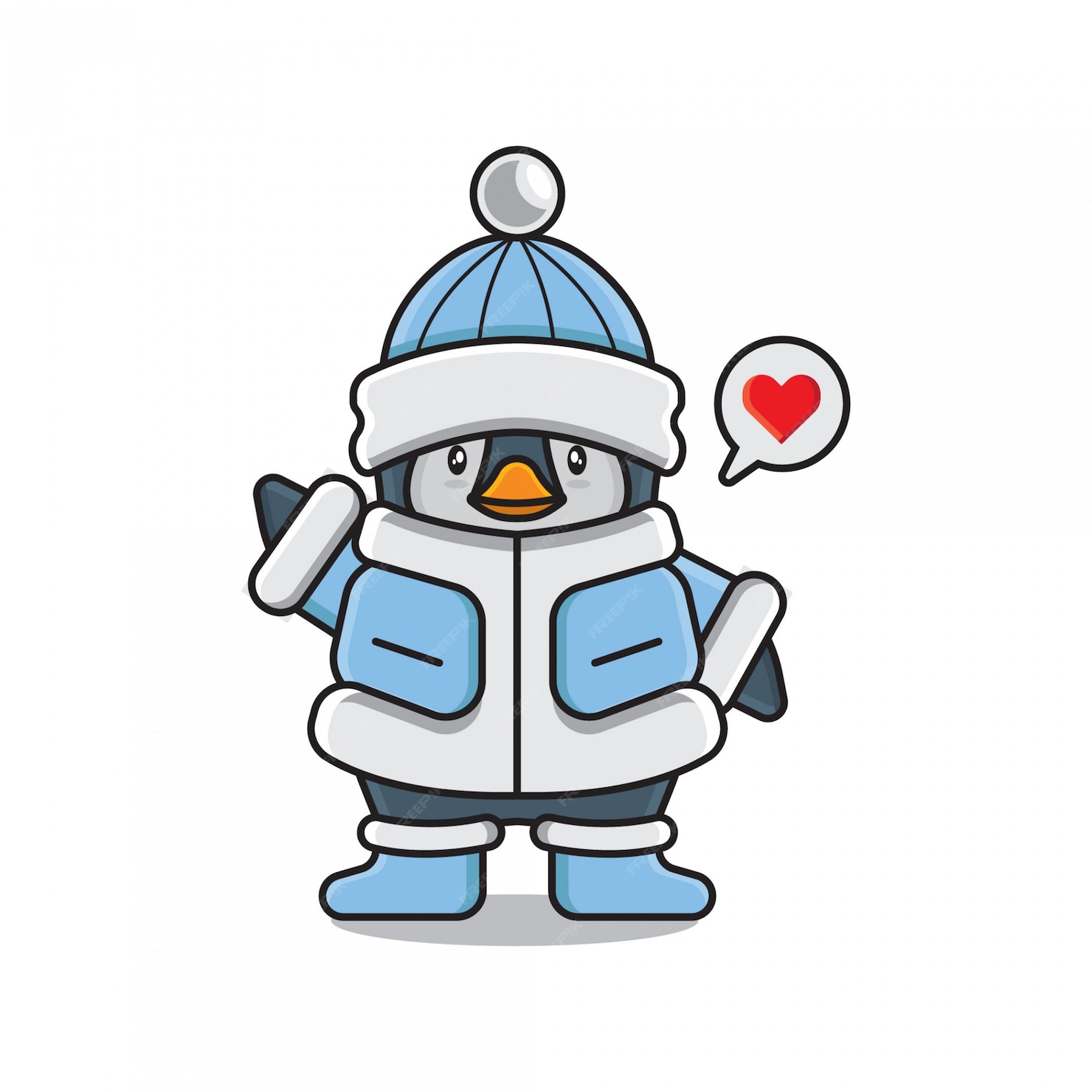 Premium Vector | Cute penguin emoji love